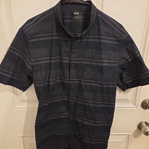 Oakley Dark Blue Striped Casual Shirt